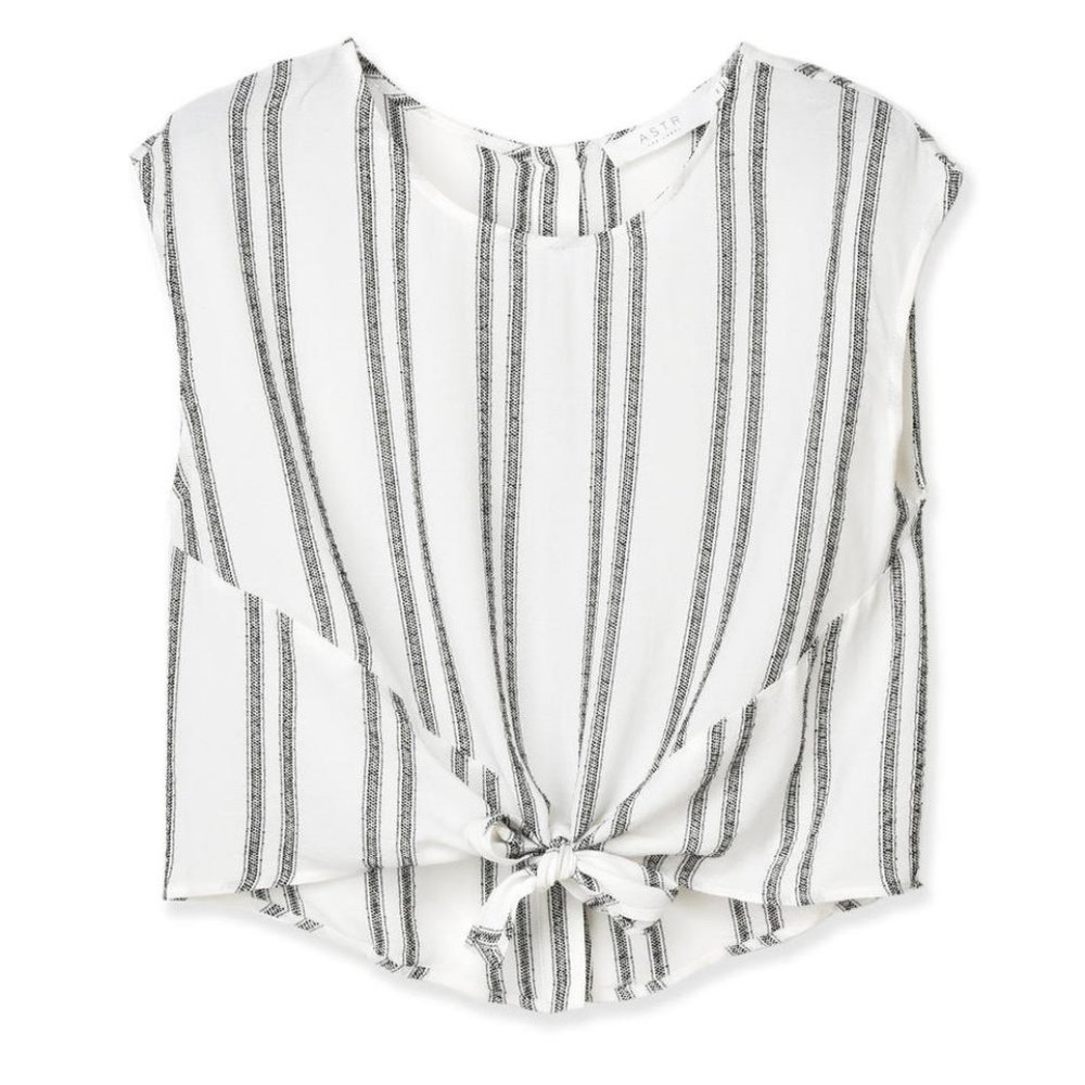 ASTR THE LABEL Angelica Stripe Wrap Front Top